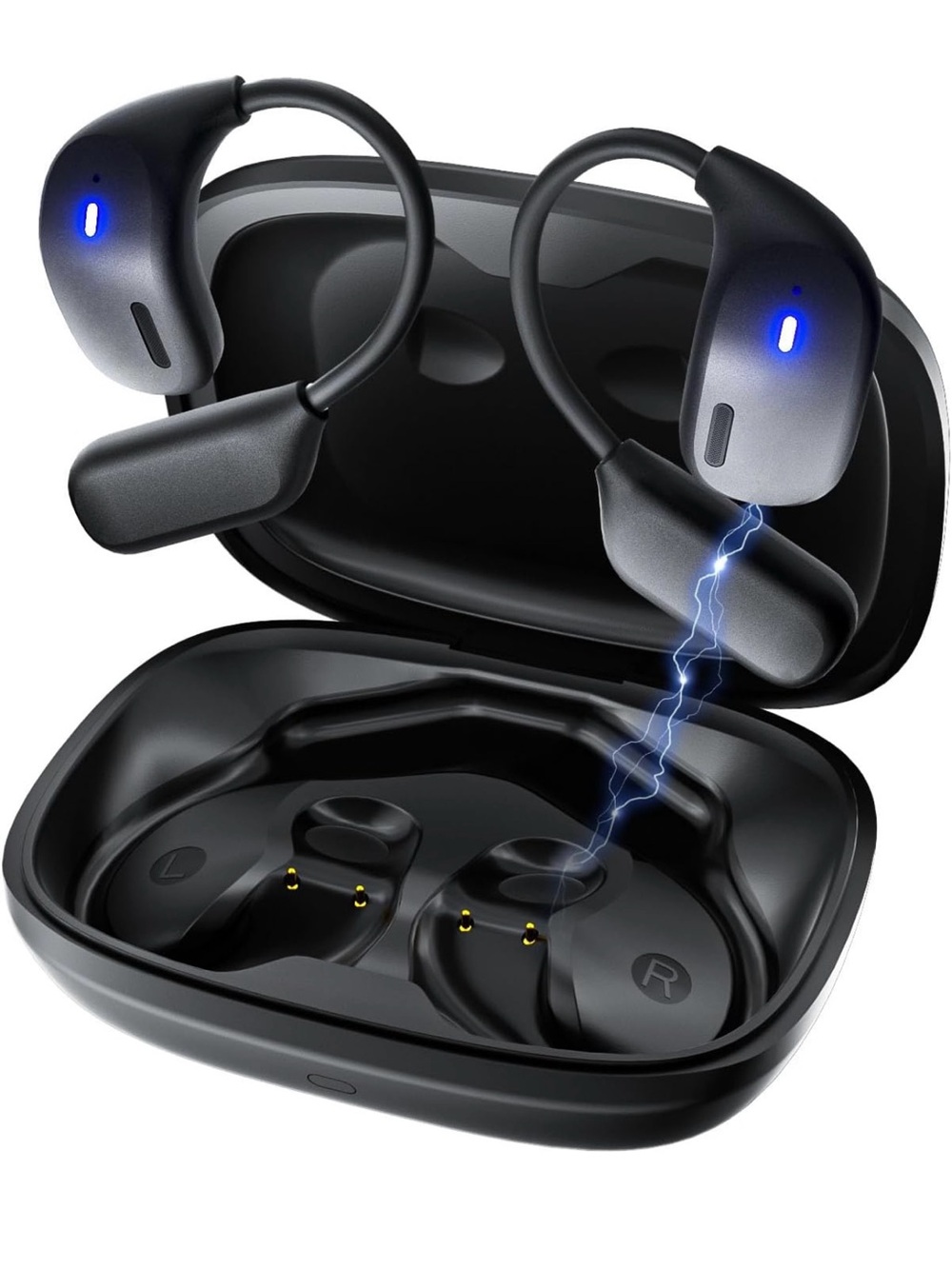 💜 Newmine AI Translation Earbuds Real Time Black Open Type Air Conduction - NWT